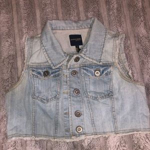 Cropped jean vest